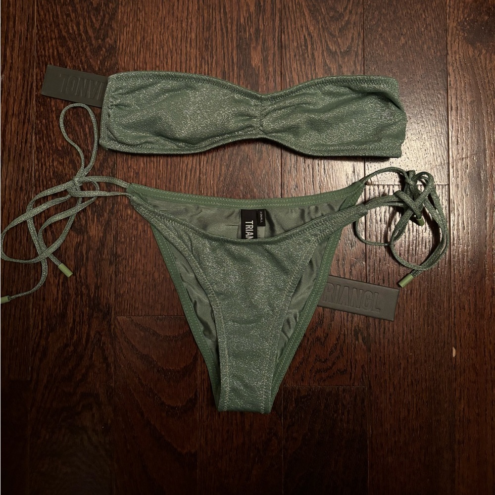 Dark Green Fawn Triangl Swimwear set.